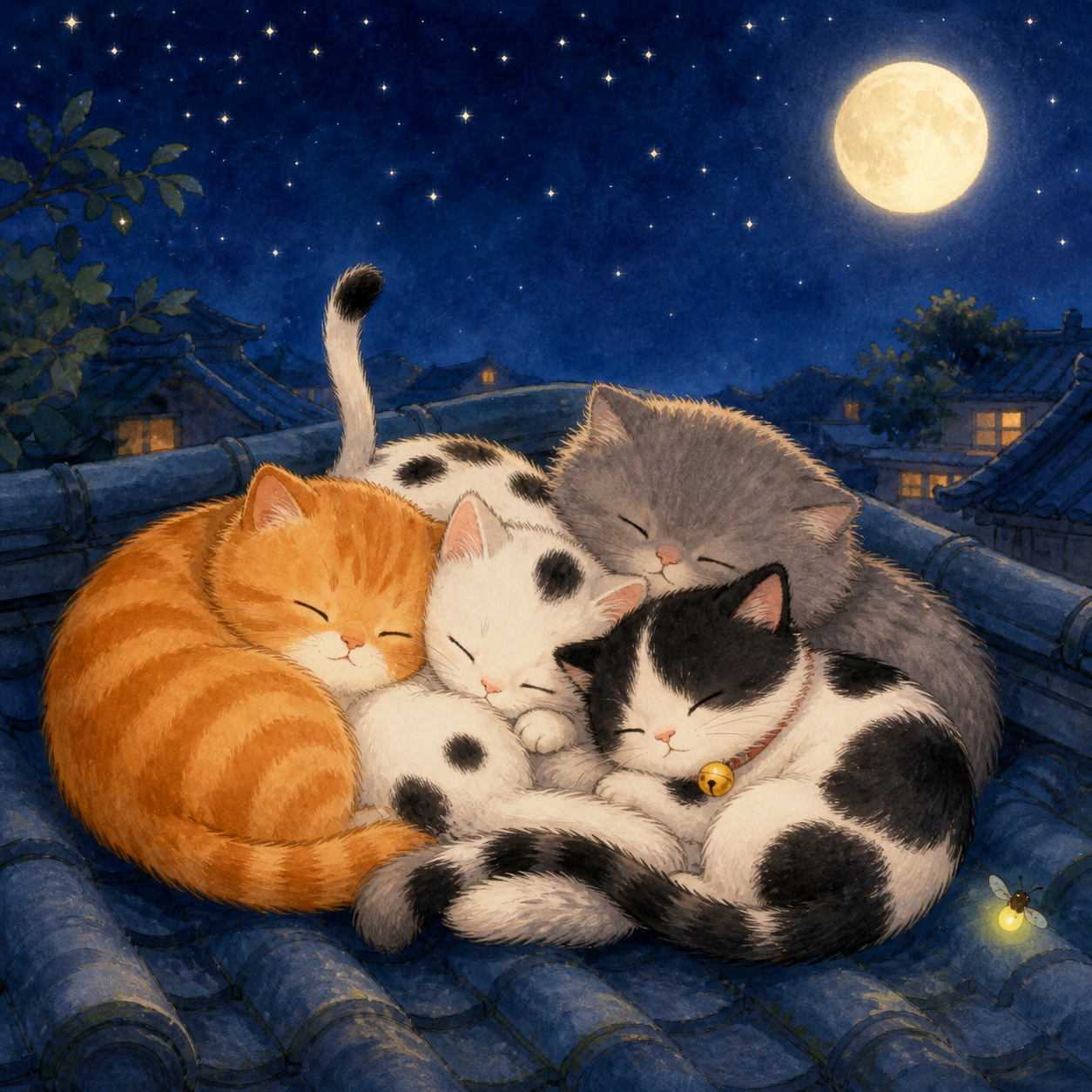 小猫们团成一团睡着了